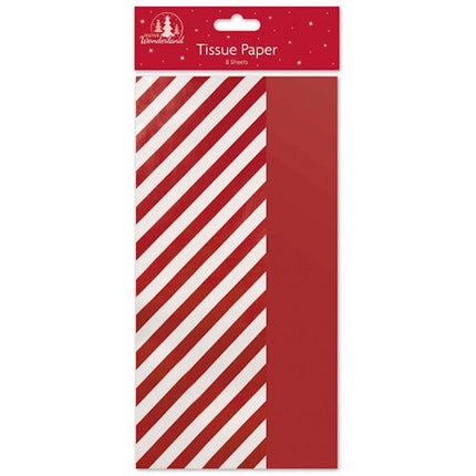 8 Red Stripe Christmas Tissue Paper Sheets