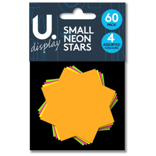 60 Small Coloured Neon Stars