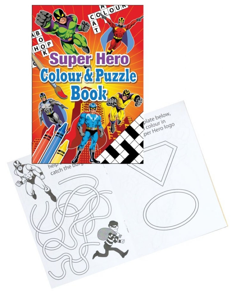6 Super Hero Colour & Puzzle Books
