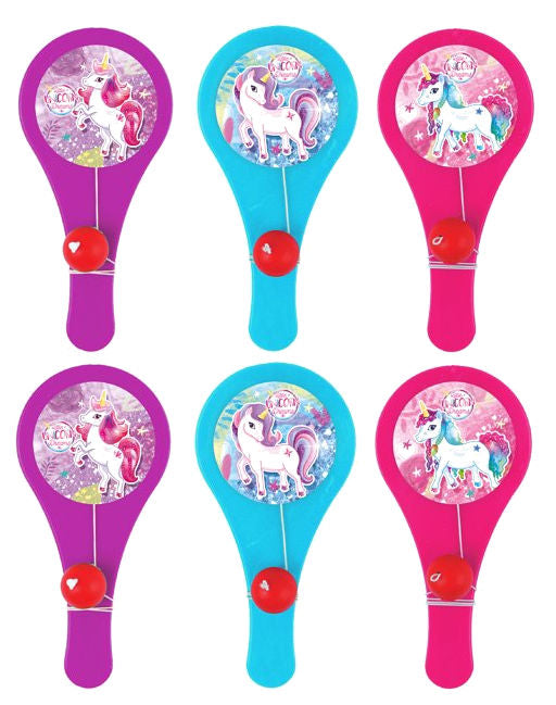 6 Unicorn Plastic Paddle Bats *