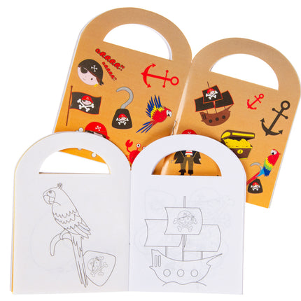 6 Pirate Sticker & Colouring Books With Handles
