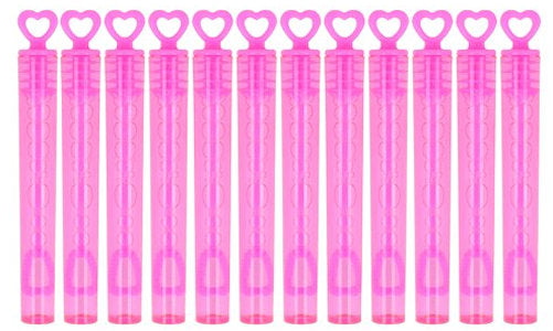 12 Pink Heart Bubble Tubes