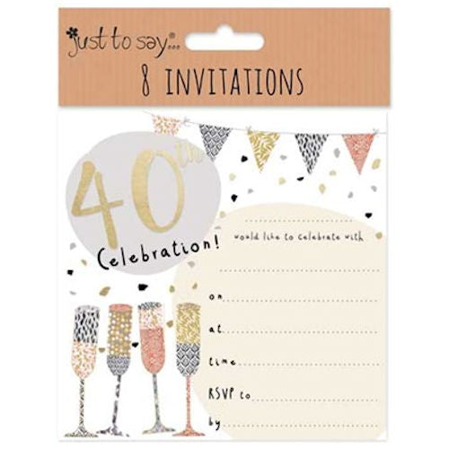 8 Birthday 40th Invitation Cards