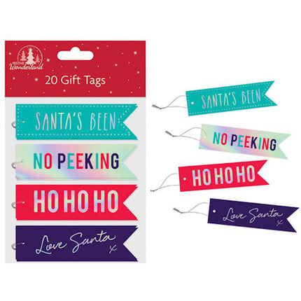 20 Christmas Flag Shaped Gift Tags