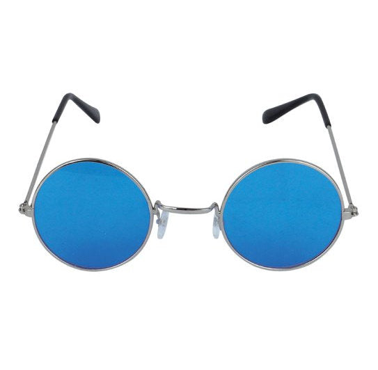 Adult Silver Framed Glasses & Blue Lenses