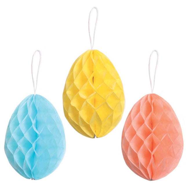 3 Honeycomb Paper Easter Egg Decorations