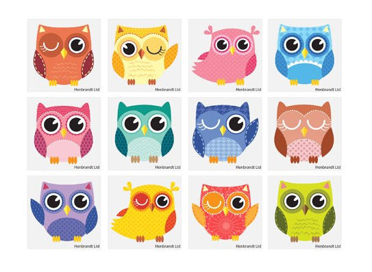 12 Owl Temporary Tattoos