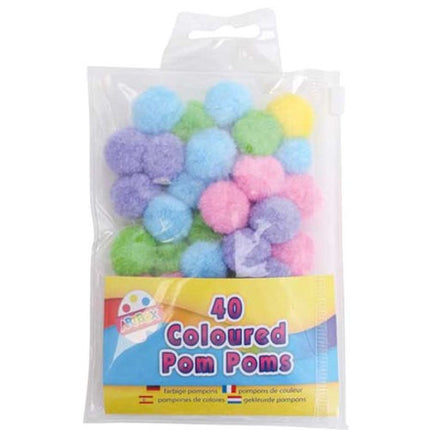 40 Coloured 2.5cm Pom Poms