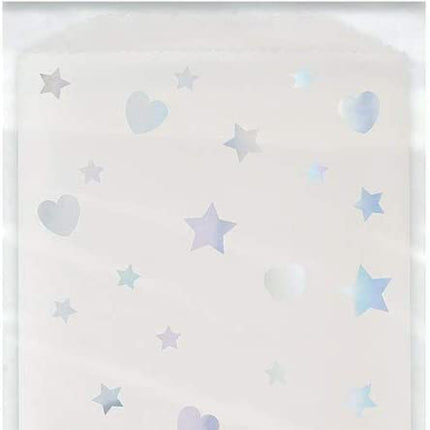 8 Iridescent Hearts & Stars Glassine Treat Bags