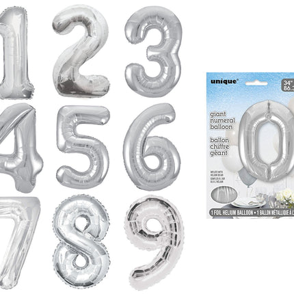 Giant Silver Number Balloons