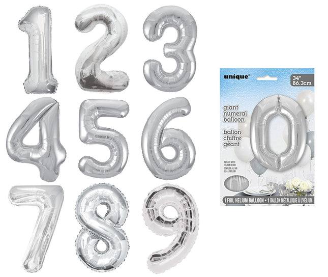Giant Silver Number Balloons
