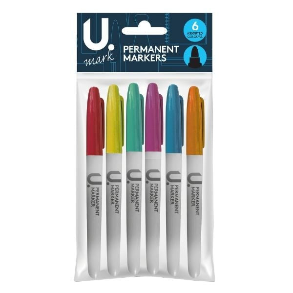 Colour Permanent Markers - 6 Pack