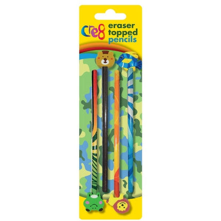 4 Boys Eraser Topped Pencils