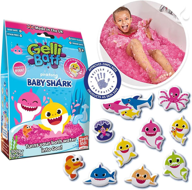 Pink Baby Shark Gelli Baff & 3D Sticker (300g)