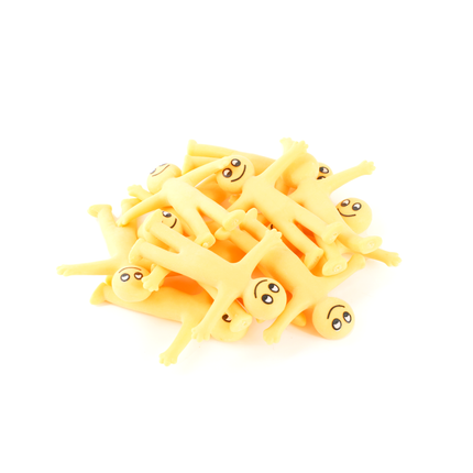 12 Yellow Stretchy Smiley Men