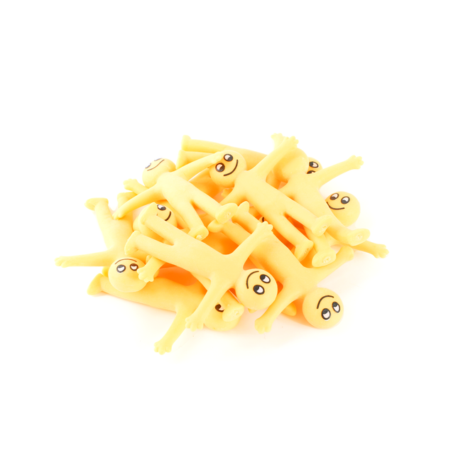 12 Yellow Stretchy Smiley Men