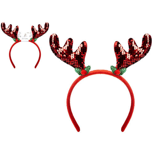 Christmas Red Sequin Antlers Headband