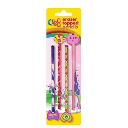 4 Girls Eraser Topped Pencils