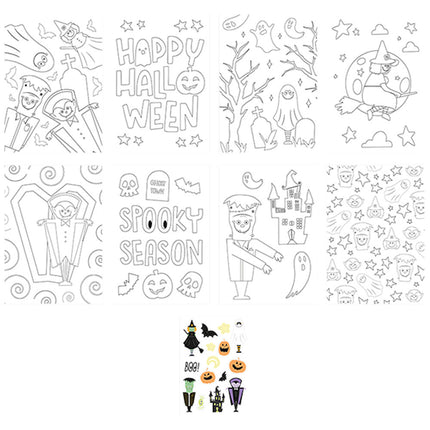 8 Sheets Halloween Colouring Set
