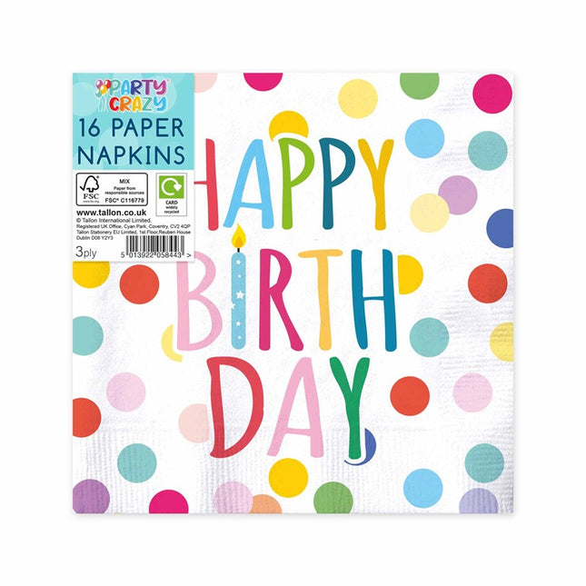 16 Happy Birthday Design Napkins