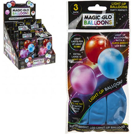 3 Coloured Light Up LED Balloons