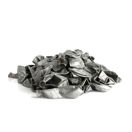 100 Pearlised Silver 7" Latex Balloons