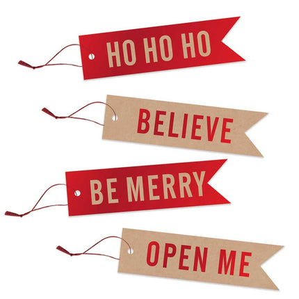 20 Christmas Flag Shaped Gift Tags