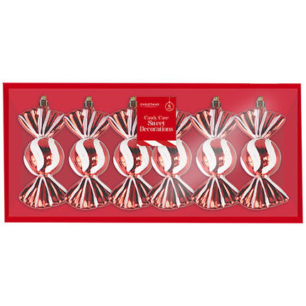 6 Candy Stripe Sweet Christmas Baubles