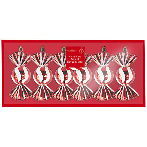 6 Candy Stripe Sweet Christmas Baubles