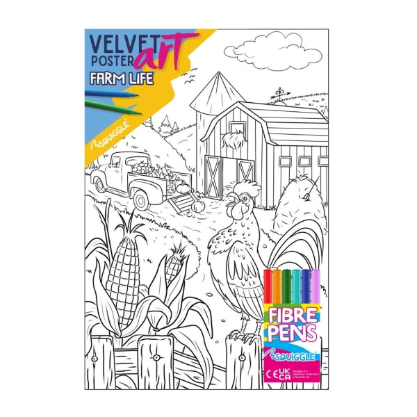 Farm Life Velvet Poster Art & Fibre Pens