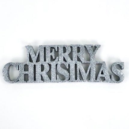 Silver Merry Christmas Glitter Sign