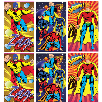 6 Mini Super Hero Flip Notebooks