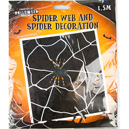 Halloween 1.5m Spider & Web Decoration