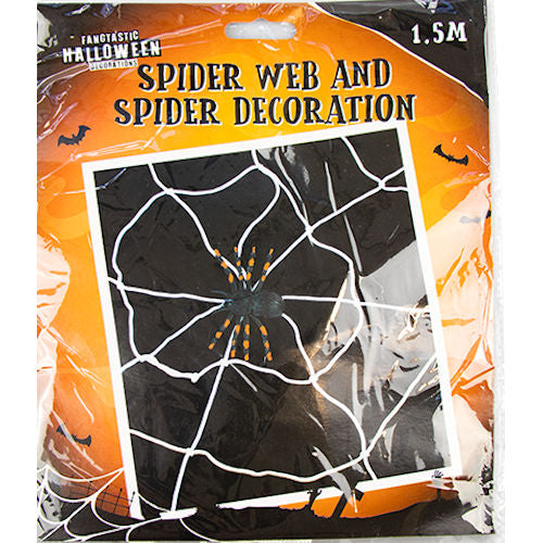 Halloween 1.5m Spider & Web Decoration