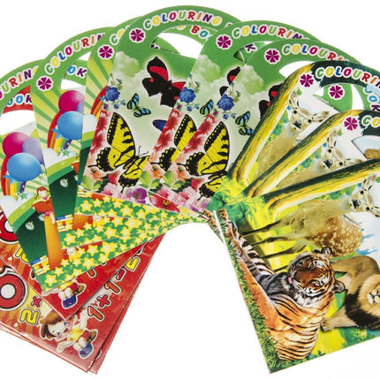 6 Assorted Sticker & Colouring Books With Handles