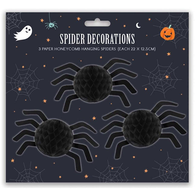 3 Halloween Honeycomb Spider Decoration
