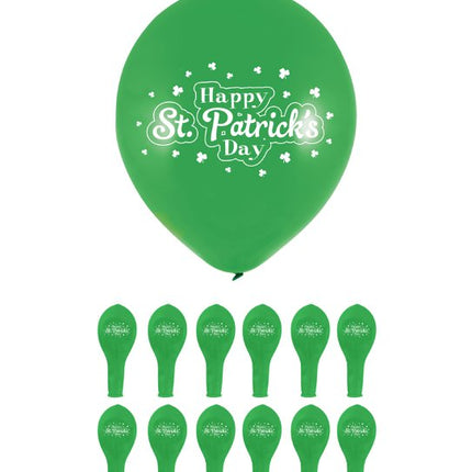 12 Green St Patrick's Day Latex Balloons