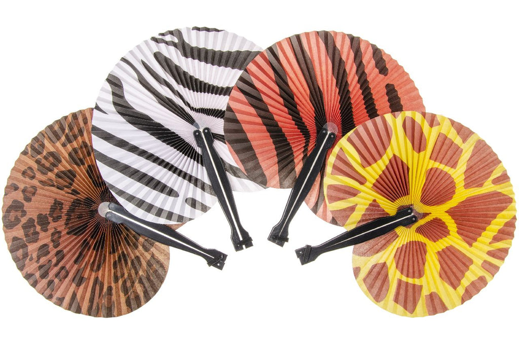 6 Animal Print Chinese Folding Paper Fans