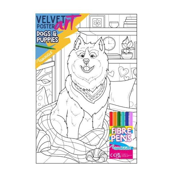 Dogs & Puppies Velvet Poster Art & Fibre Pens
