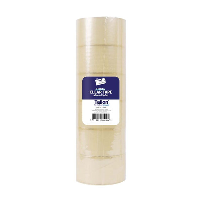6 Clear 48mm Packing Tape Rolls