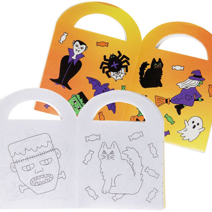 6 Halloween Sticker & Colouring Books With Handles