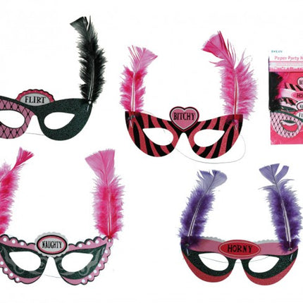 4 Hen Party Masks & Feathers
