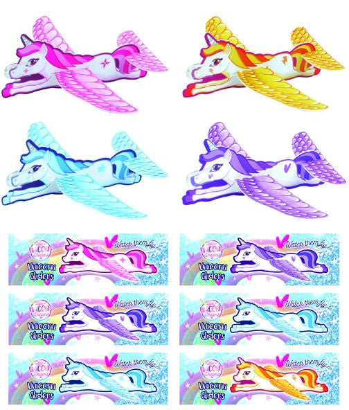 6 Unicorn Polystyrene Plane Gliders