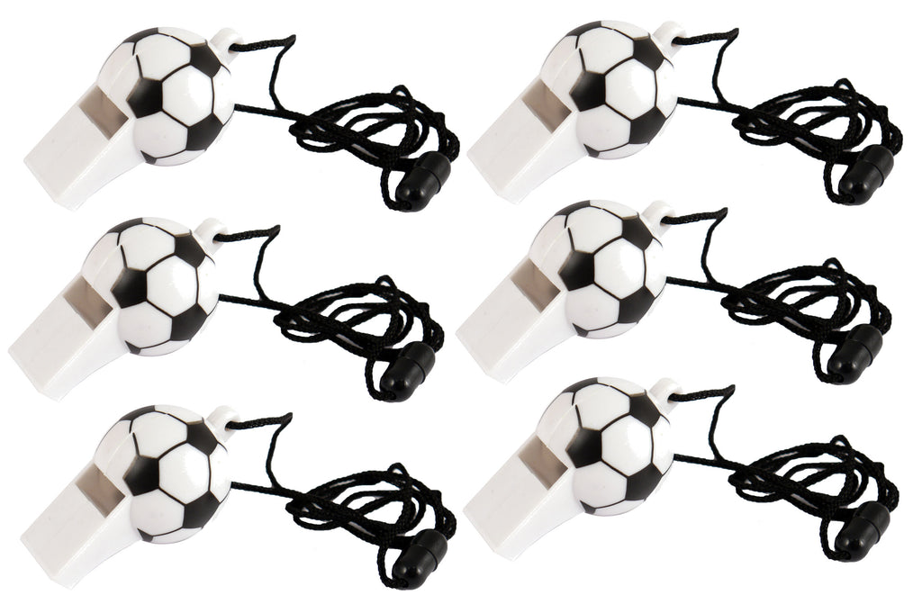 6 Black & White Football Whistles