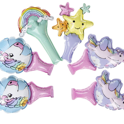 6 Unicorn Self-Inflating Handheld Balloons