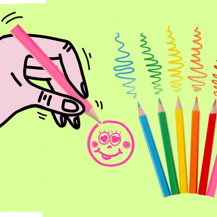 6 Happy Face Halfsize Colouring Pencils