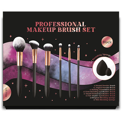 8 Black Professional Makeup Brush Set