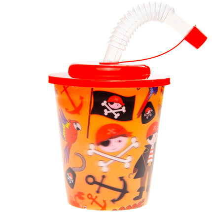 Pirate Reusable Plastic 3D Cup & Straw