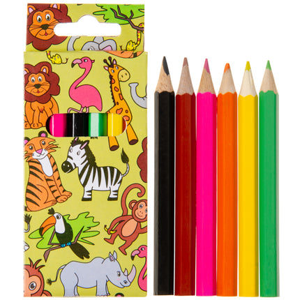 6 Wild Animal Halfsize Colouring Pencils