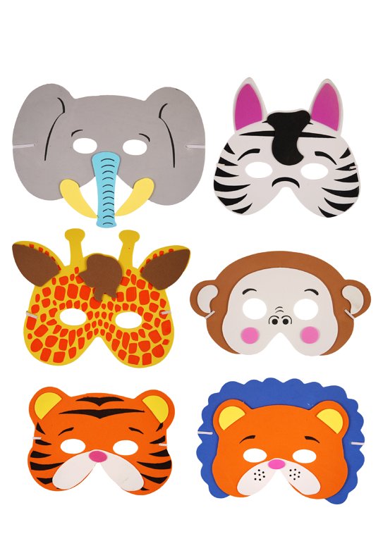 6 Foam Jungle Animal Masks